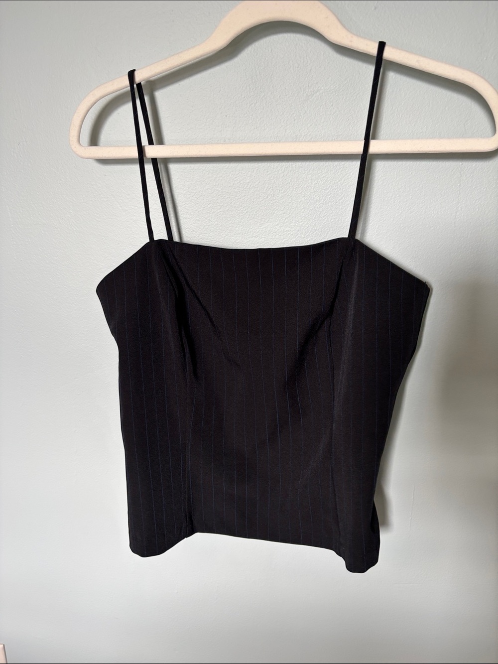 B. Smart Black Pinstripe Spaghetti-Strap Cami